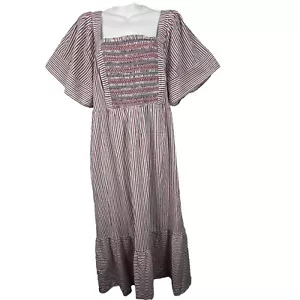NEW Old Navy Maxi Dress XL Red White & Blue Short Bell Sleeve Cottagecore Boho - Picture 1 of 14