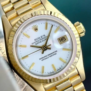 Rolex Lady Datejust 18KY Gold President Band White Index 69178 w/ BOX & PAPER - Picture 1 of 6