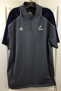 Akron Zips Football Adidas 1/4 Zip Sweatshirt Men L Gray Navy Short Sleeve Shirt - Picture 1 of 7