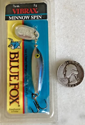 Señuelo de pesca de colección Blue Fox Vibrax PEARL Minnow Spin 3/16 OZ raro FINLANDIA Foto 1 de 4