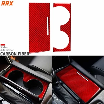 Red Carbon Fiber Center Console Water Cup Holder Cover For Cadillac XTS 2013-19 Foto 1 de 4