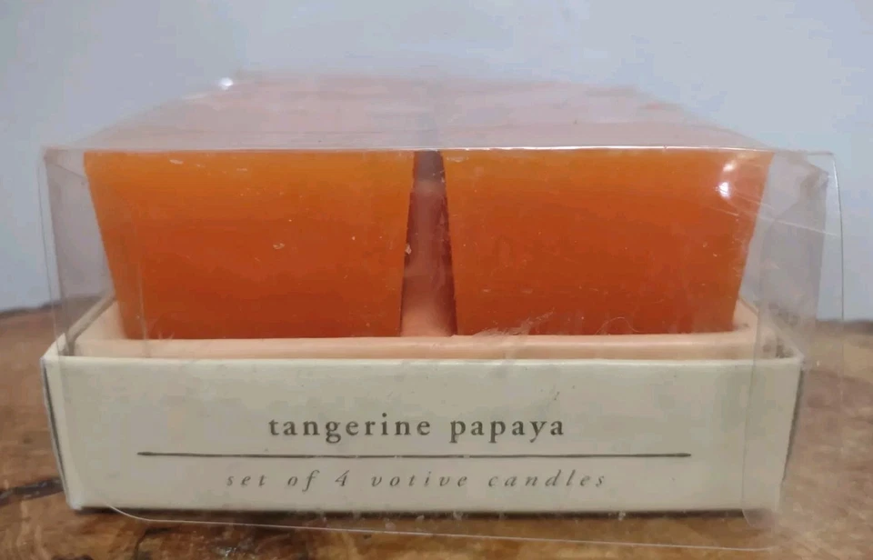 Pier 1 Importaciones Velas Votivas Mandarina Papaya Nuevo Juego De 4 Foto 1 de 4