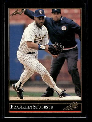 1992 Leaf Baseball #328a Franklin Stubbs Black Gold Milwaukee Brewers - Image 1 of 2
