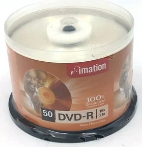 Imation DVD-R 16x 2hr 50pk Video Photo Data Storage Cake Box - Picture 1 of 5