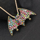 Vintage Style Colorful Crystal Rhinestone Bat Pendant Chain Necklace/Brooch Pin