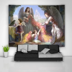 Angels Family Tapestry Art Wall Hanging Sofa Table Bed Cover Poster - Picture 1 of 12