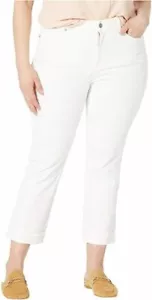 NYDJ Marilyn Straight Ankle 2 Clean Cuff Cropped Jeans Optic White 24W NWT $109 - Picture 1 of 7