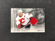 2003-04 PACIFIC TITANIUM JAROME IGINLA GAME-WORN JERSEY SILVER #ed 138/170