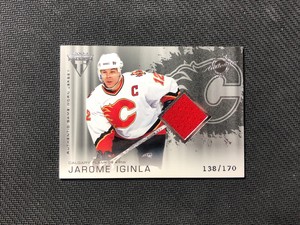 2003-04 PACIFIC TITANIUM JAROME IGINLA GAME-WORN JERSEY SILVER #ed 138/170