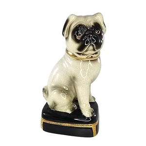 Vintage Takahashi Ceramic Pug Figurine Single Bookend Crackle Glaze Finish - Picture 1 of 8