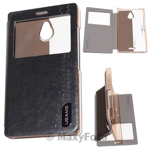 USAMS CUSTODIA ORIGINALE FLIP CASE MERRY SERIES COVER NOKIA X2 DUAL SIM NERA NEW - Foto 1 di 6