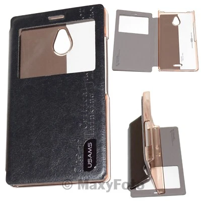 USAMS CUSTODIA ORIGINALE FLIP CASE MERRY SERIES COVER NOKIA X2 DUAL SIM NERA NEW - Immagine 1 di 4