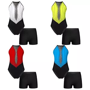 Girls Dancewear Performance Outfits Workout Sets Round Neckline Costume Kids - Picture 1 of 58