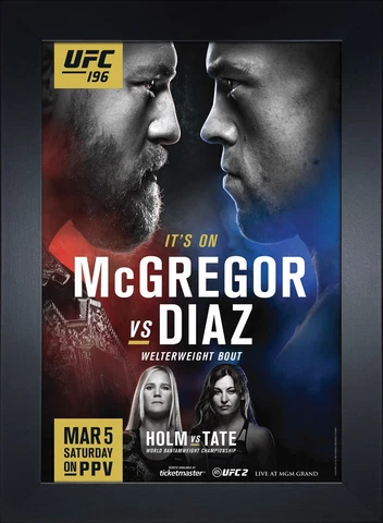 UFC 196: McGregor vs Diaz Replica Mini Framed 9x13 Event Poster Cover