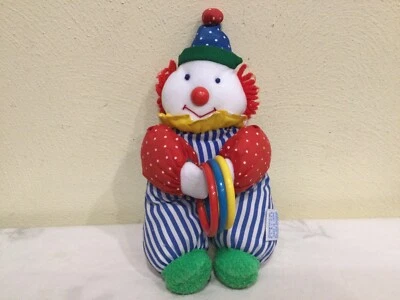 De colección. EDEN PELUCHE PAYASO LOVEY, LUNARES, RAYAS, 9,5 PULGADAS. Recién lavado, difícil de encontrar Foto 1 de 4