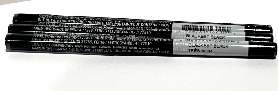 Juego de 3 delineadores de ojos Avon True Color BLACKEST BLACK GLIMMERSTICKS Foto 1 de 1