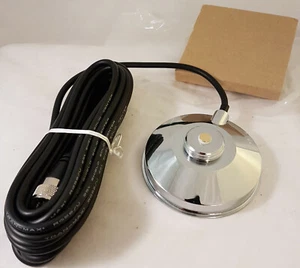 CB UHF VHF Antenna 3/4” Magnet Mount 88mm Base PL259 Connector 17' Cable HAM NMO - Picture 1 of 5