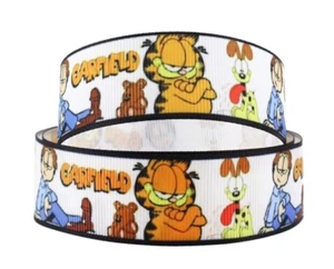 1 ", 1.5" or 2" (5 YD cuts) Garfield Grosgrain Ribbon Orange Cat Ribbon - Picture 1 of 1