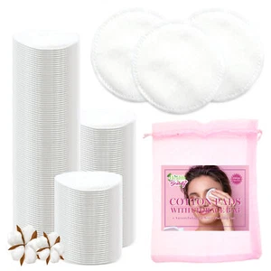 200 Stück Runde Wattepads für Gesicht Baby Schönheit Kosmetik Make-up Entferner & TASCHE - Bild 1 von 8