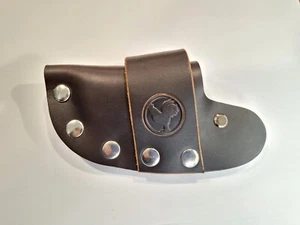 GUAINA A DISEGNO RAPIDO IN VERA PELLE per COLTELLO PIEGHEVOLE BUCK 112 - MARRONE - Foto 1 di 5
