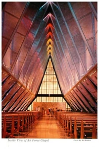 Chapel at the Air Force Academy, Colorado Springs, Postcard Postmarked 1984 - Picture 1 of 2