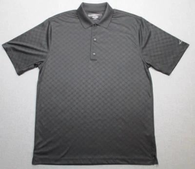 Camisa polo masculina Greg Norman Play Dry golfe média preta xadrez manga curta - Imagem 1 de 4