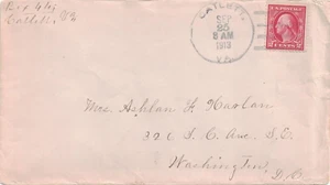1913 Catlett, Virginia 4-bar Cancel on Cover ~ - Picture 1 of 1