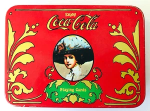 Coca-Cola Playing Cards in Tin 2 Decks Red & Green Gibson Girl Cute Dog Joker - Picture 1 of 3