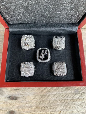 Tim Duncan - San Antonio Spurs Championship 5 Ring Set With Wooden Display Box Cover