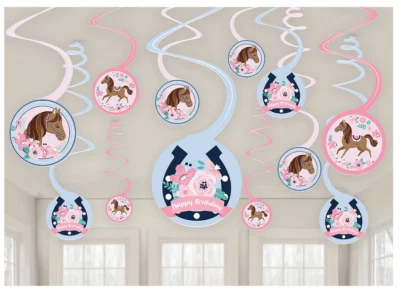 Saddle Up Swirl Decorations-Horse Birthday Party Saddle Up PONY Swirl Decoration - Изображение 1 из 4