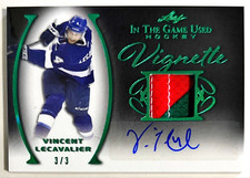 2022-23 Leaf In The Game Used Vincent Lecavalier Auto #'d 3/3 Emerald GU Patch