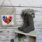 Mukluks Faux Fur Lace Up Grey Gwen Womens Boots Thinsulate Knit Size 7