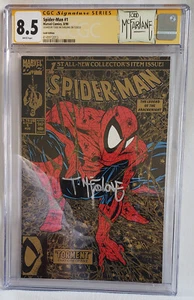 SPIDER-MAN #1 GOLD CGC 8.5 Signed Todd McFarlane CUSTOM LABEL FREE SHIPPING - Imagen 1 de 3