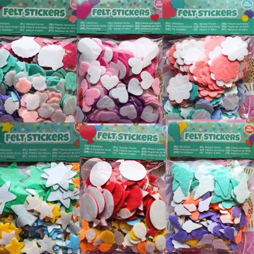 200 Filz Sticker  Selbstklebend Bunt ver. Größen & Formen, Aufkleber Basteln DIY - Bild 1 von 1