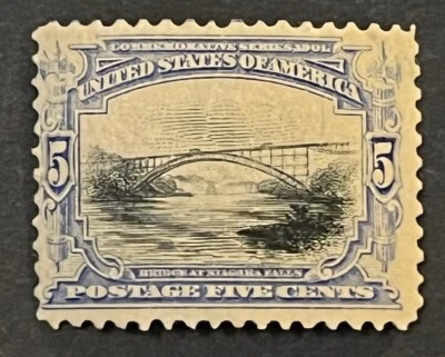 Sellos de viaje: 1901 US Scott #297 como nuevo puente de 5 centavos en las Cataratas del Niágara MNH OG Foto 1 de 4