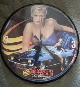 Vtg Matco Tools Racing Wall Clock 1960/70s Chevy Camaro SS Pinup Clock 12" Dia. - Picture 1 of 6