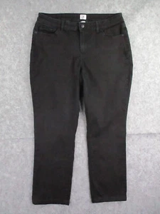Dressbarn Jeans Womens 12 Black Denim Straight High Rise Stretch 33x27 - Picture 1 of 12