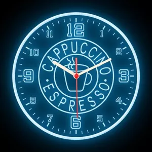 Orologio Neon Espresso Cappuccino Caffè Caffetteria Arredamento Casa Colorato Flessibile 10" - Foto 1 di 16