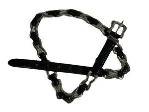 Vintage 90er schwarz Leder silber Kettengürtel Damen groß Brighton Western - Bild 1 von 9