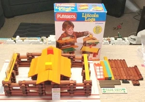 Playskool Lincoln Logs Vintage Wooden Toy in Original Box - Picture 1 of 7