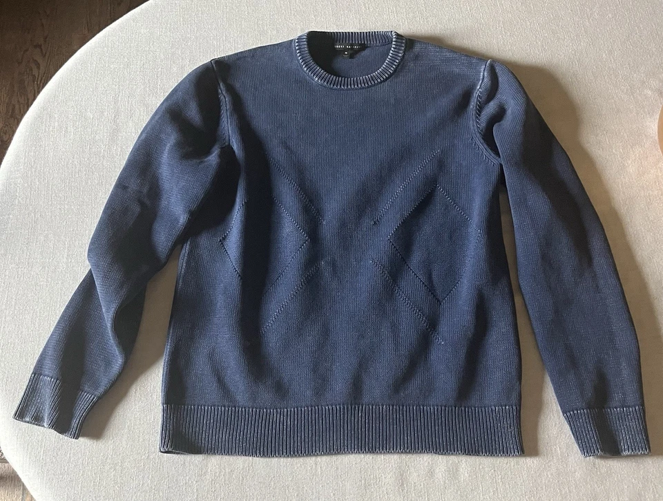 Suéter Robert Barakett Azul Lavado a la Piedra Para Hombre’s M 100% Algodón Cuello Redondo Usado en Excelente Condición Foto 1 de 4