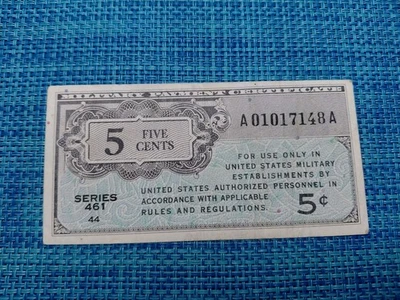 🇺🇸 USA Military Payment 5 cents VF series 461 P-M1  1946  banknotes 110825-16 - Image 1 of 2