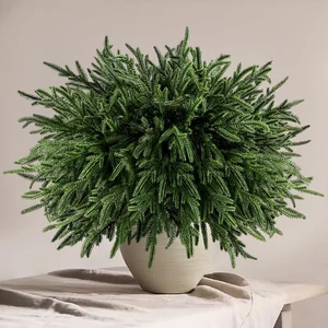 16 Stück Real Touch Norfolk Tannenzweige, 18 Weihnachten künstliche grüne Pflanzen... - Bild 1 von 7