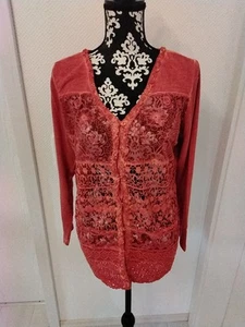 Süße Jacke Häkelspitze leichte Strickjacke Cardigan * Rost Orange * Gr. L * - Bild 1 von 3