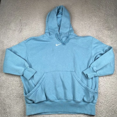 Sudadera con Capucha Nike De Gran Tamaño Para Mujer Grande Azul Centro Swosh Polar Pullover Gimnasio Deportes Foto 1 de 4