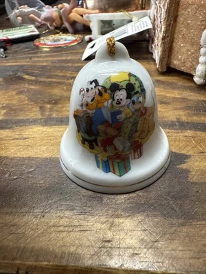 Vintage 93 Grolier Collectables Disney Goofy Mickey & Pluto Ornament Bell 2" - Image 1 of 4