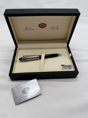 Aurora Ipsilon 纯银 Quadra 黑色圆珠笔 带礼品盒 二手 — 第 1/4 张图片