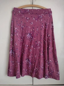 Pact Bio Baumwolle Fit & Flare Midi Rock Pull On Nachhaltig Lila Rosa Gr. S - Bild 1 von 7