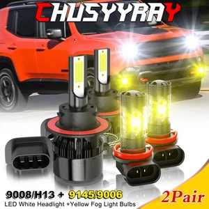 For Jeep Renegade 2015-2020 LED Headlight High/Low + Fog Light Bulbs Combo IP67 - Picture 1 of 19