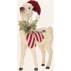 Mark Roberts Weihnachten 2023 Hirsche mit Pfefferminzschleife 21,5 Zoll - Bild 1 von 1
